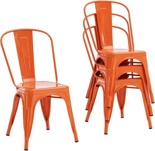 Tolix Style Metal Dining Chair 18 Inch Stackable Outdoor