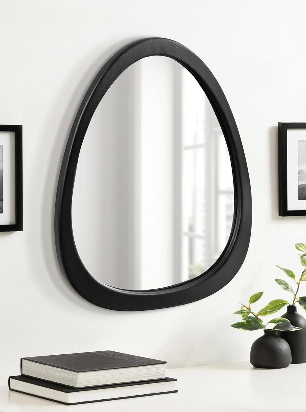 Mckinder Mid Century Wall Mirror 24x28 Black Geometric