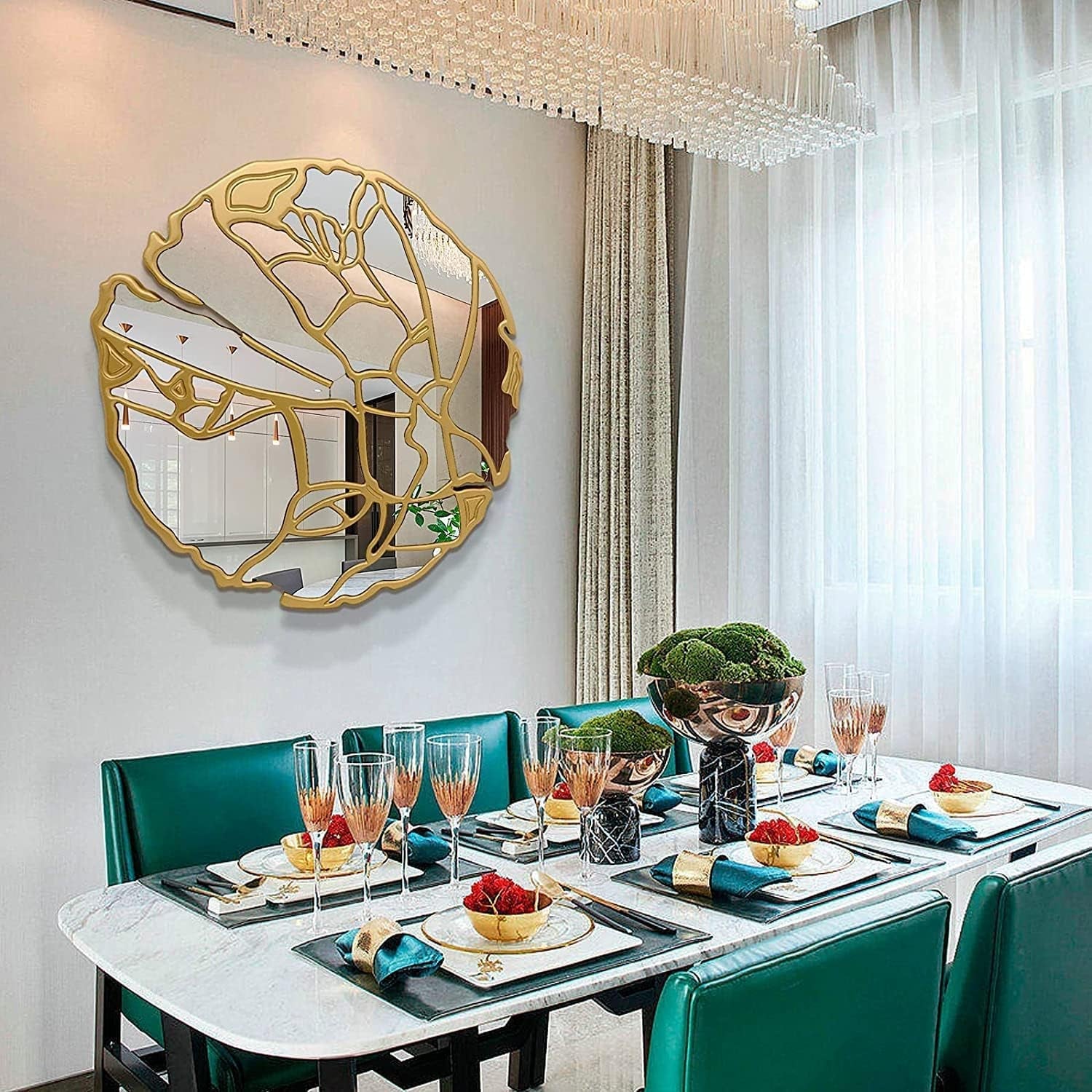 Large Gold Irregular Frame Wall Mirror Living Room Decor