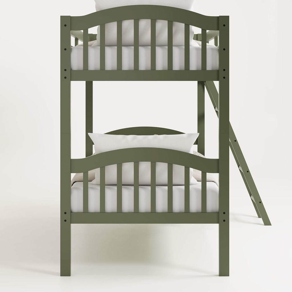 Olive Twin Over Twin Bunk Bed Converts To Two Beds