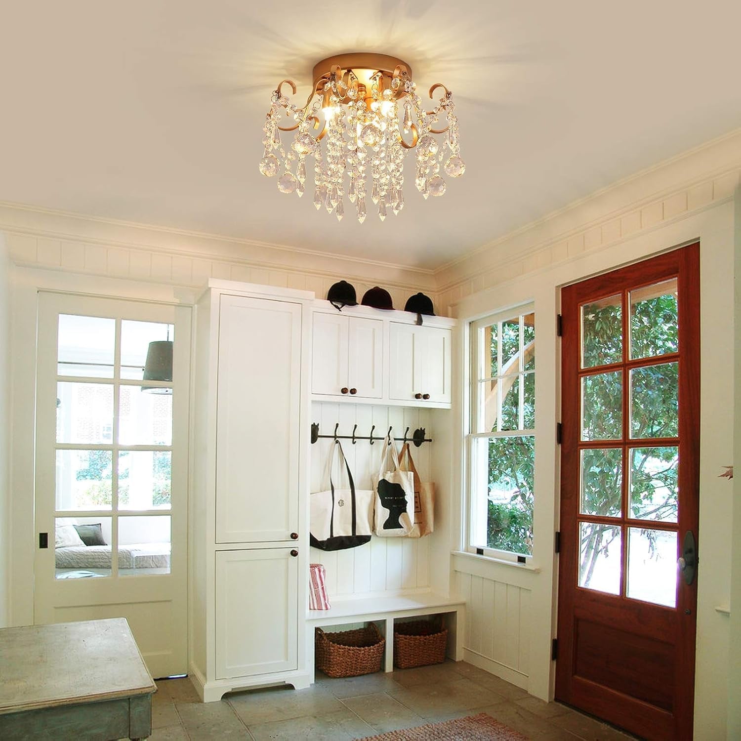 Small Gold Crystal Chandelier Three Light G9 Modern Design