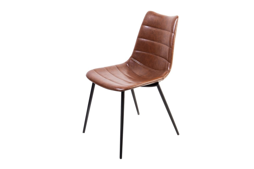 Two 32inches Brown Leatherette and Iron Dining Chairs