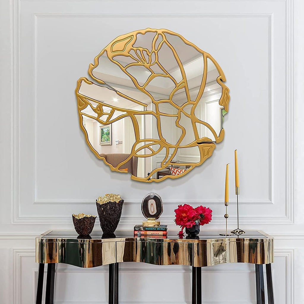 Large Gold Irregular Frame Wall Mirror Living Room Decor