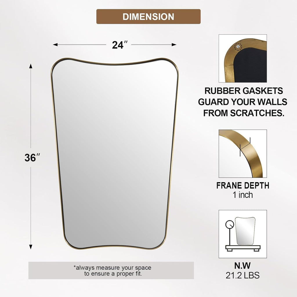 Gold 24x36 Irregular Wall Mirror With Scalloped Edges
