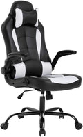 PC Gaming Chair White With Lumbar Support And Flip Up Arms