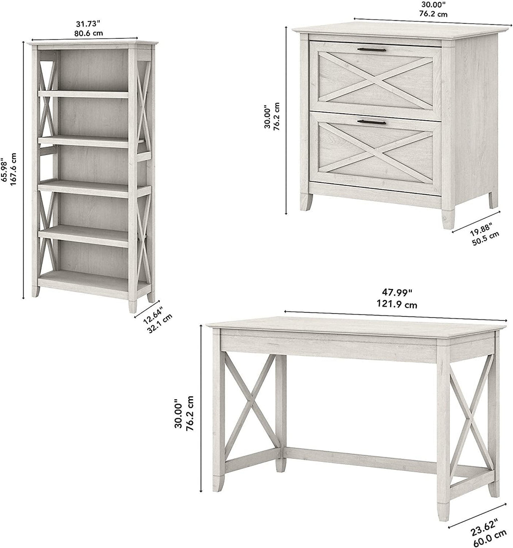 48W Writing Desk With Lateral File Cabinet Home Office Furniture