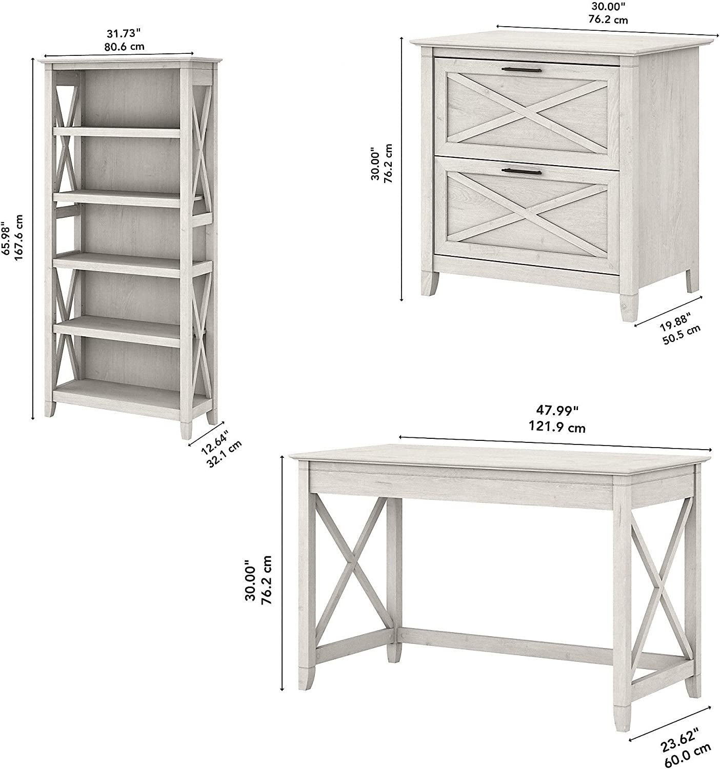 48W Writing Desk With Lateral File Cabinet Home Office Furniture