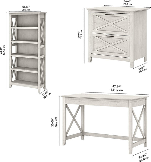 48W Writing Desk With Lateral File Cabinet Home Office Furniture