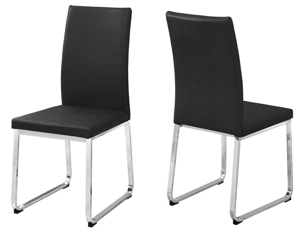 Set of 2 Grey Faux Leather and Chrome Dining Chairs