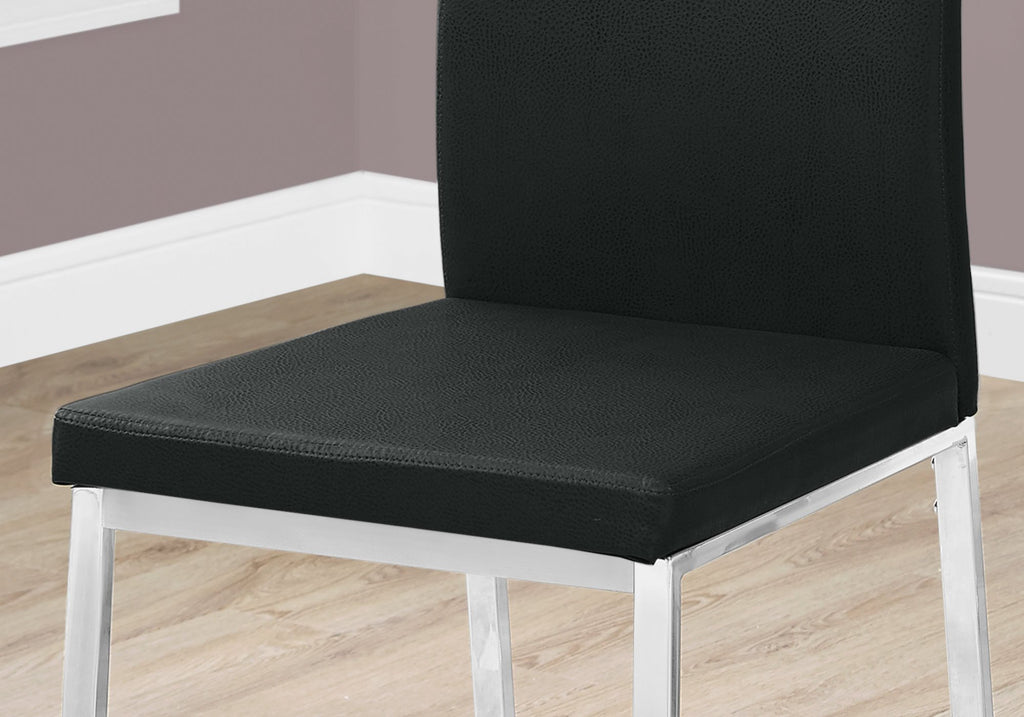 Set of 2 Grey Faux Leather and Chrome Dining Chairs