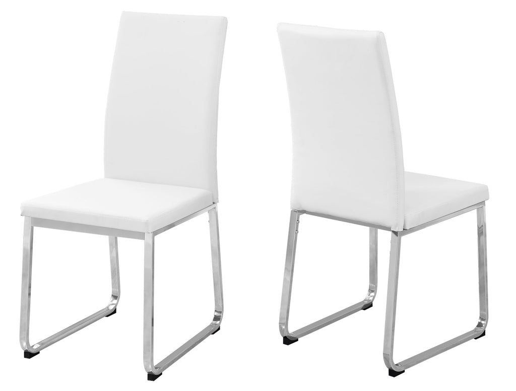 Set of 2 Grey Faux Leather and Chrome Dining Chairs