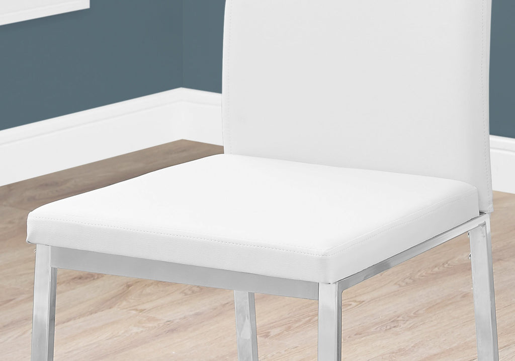 Set of 2 Grey Faux Leather and Chrome Dining Chairs