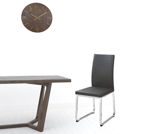 Set of 2 Grey Faux Leather and Chrome Dining Chairs