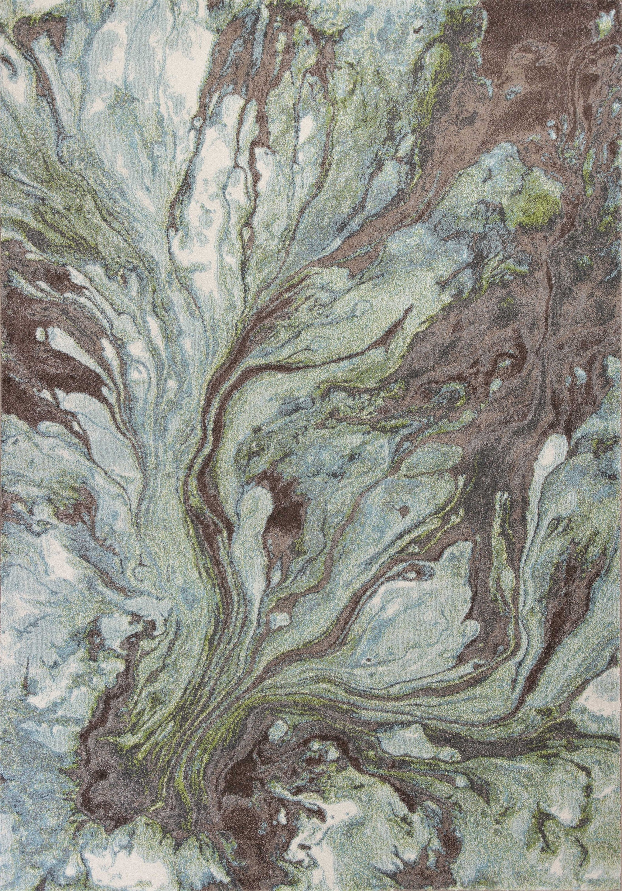 9inches x 13inches  Green and Brown Abstract Marble Area Rug