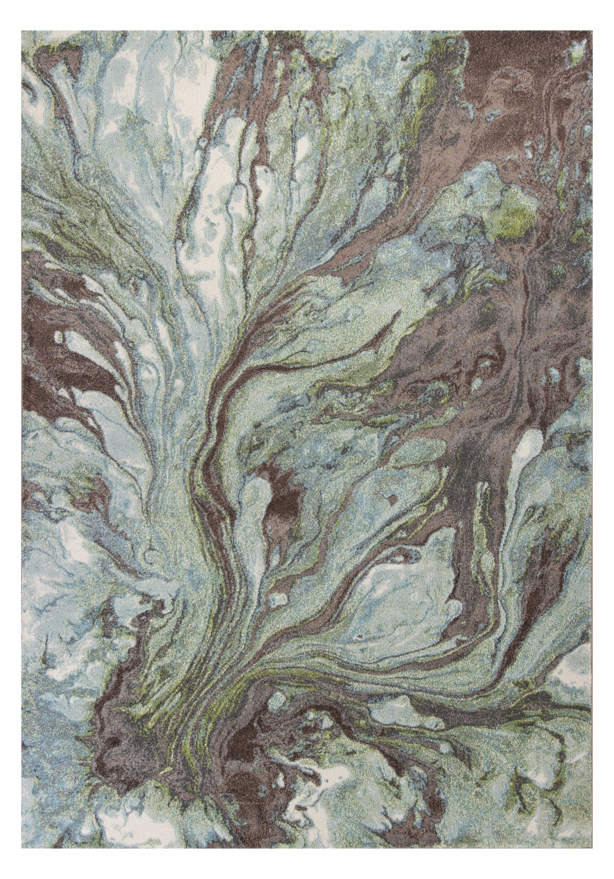 9inches x 13inches  Green and Brown Abstract Marble Area Rug