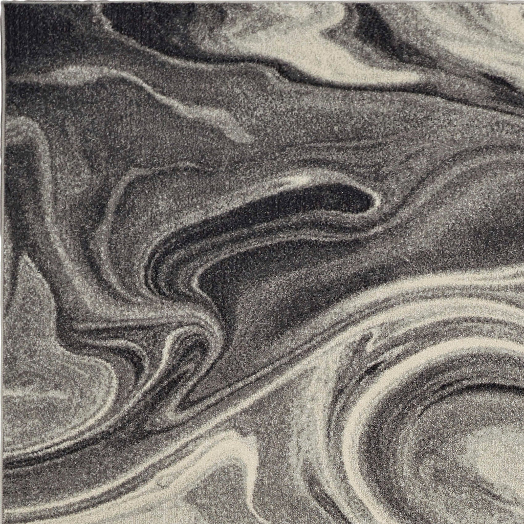3inchesx5inches Grey Black Machine Woven Marble Indoor Area Rug
