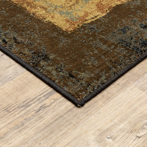 10inches x 13inches Brown and Black Abstract Geometric Area Rug