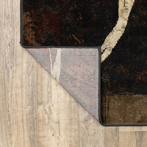 10inches x 13inches Brown and Black Abstract Geometric Area Rug