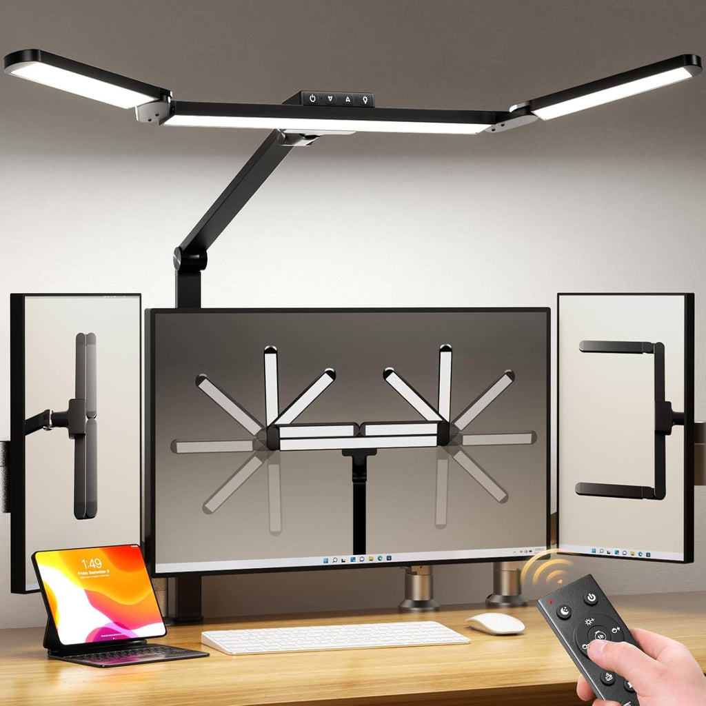 LED Desk Lamp With Clamp Stepless Dimming Home Office