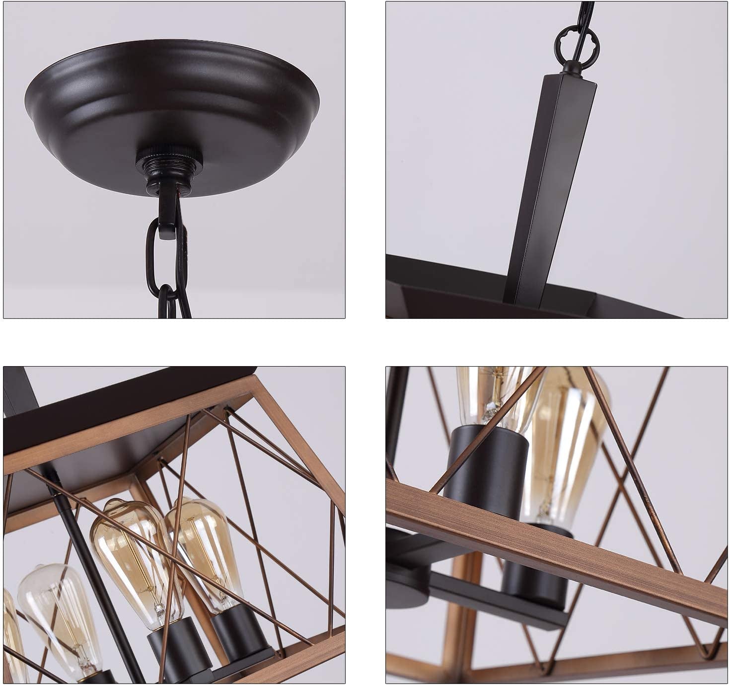 Bronze 4 Light Farmhouse Rustic Chandelier For Dining Room