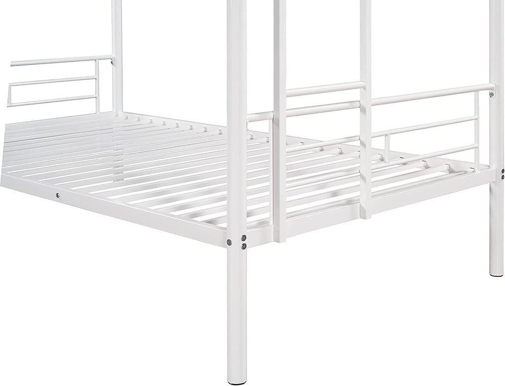 Twin Over Twin Metal Bunk Bed With 2 Ladders White