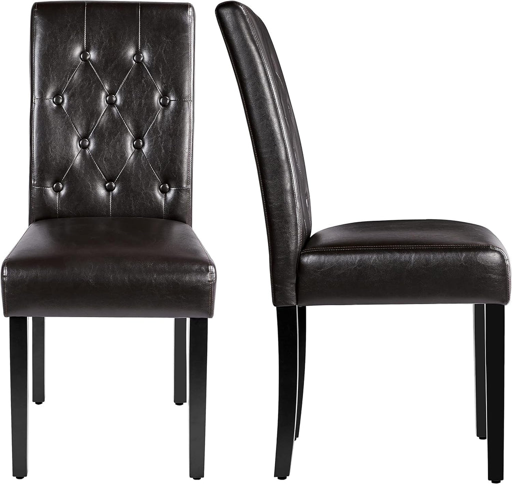 Faux Leather Dining Chairs Brown Set Of 2 For Dining Room