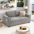 70 Inch Gray Chenille Loveseat With USB C Ports And Plush Cushions