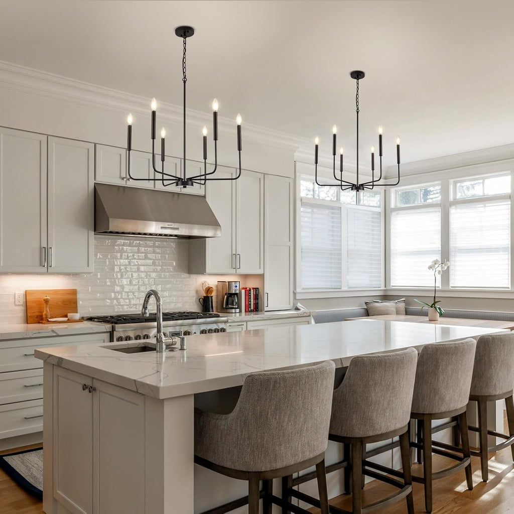 Modern Black 6 Light Chandelier Dining Farmhouse Pendant