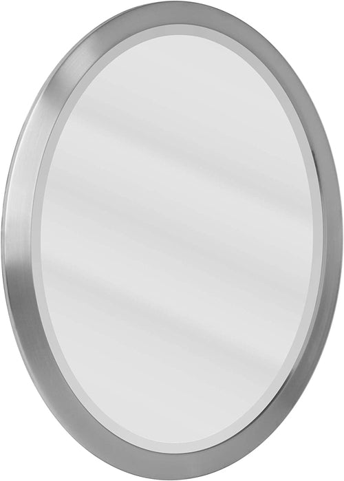 Brushed Nickel Oval Framed Vanity Mirror Beveled Edge