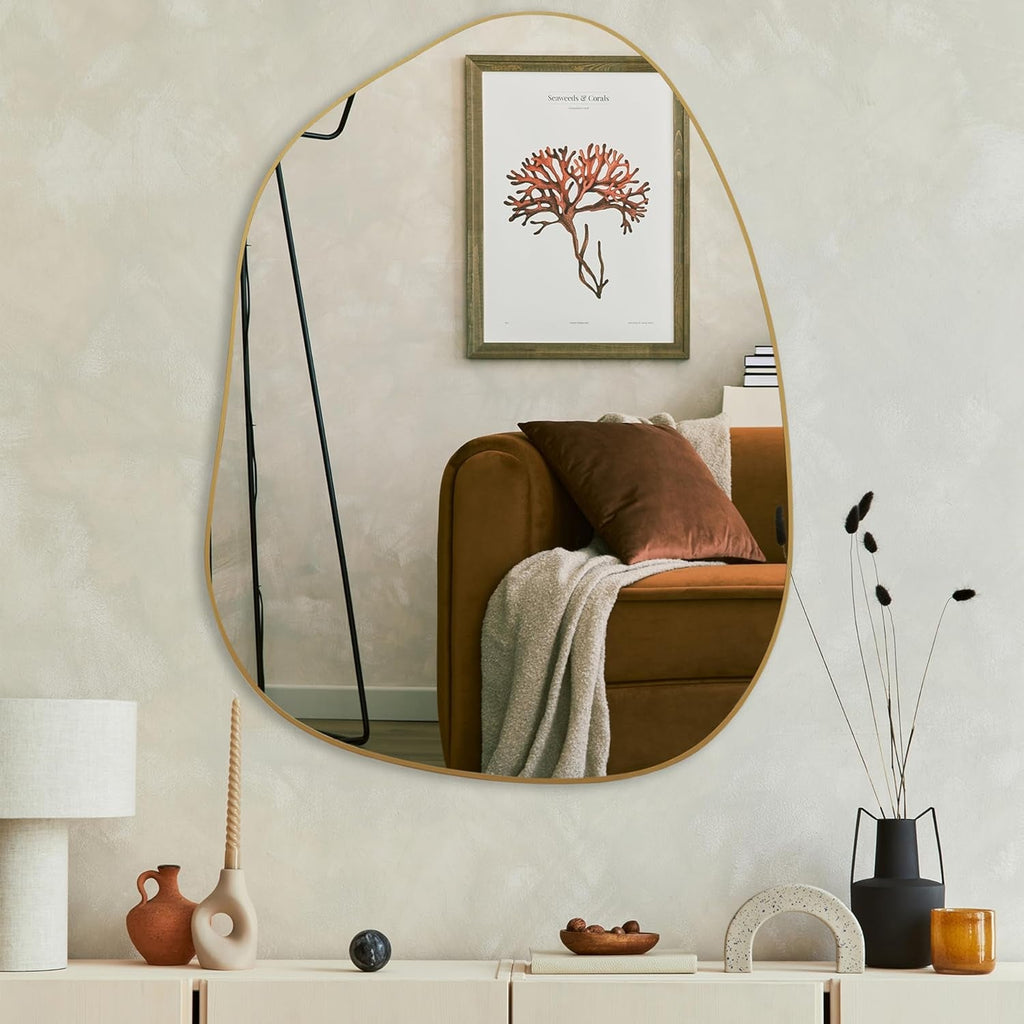 Contemporary Wall Mirror With Gold Frame 32x24 Inches for Living Room