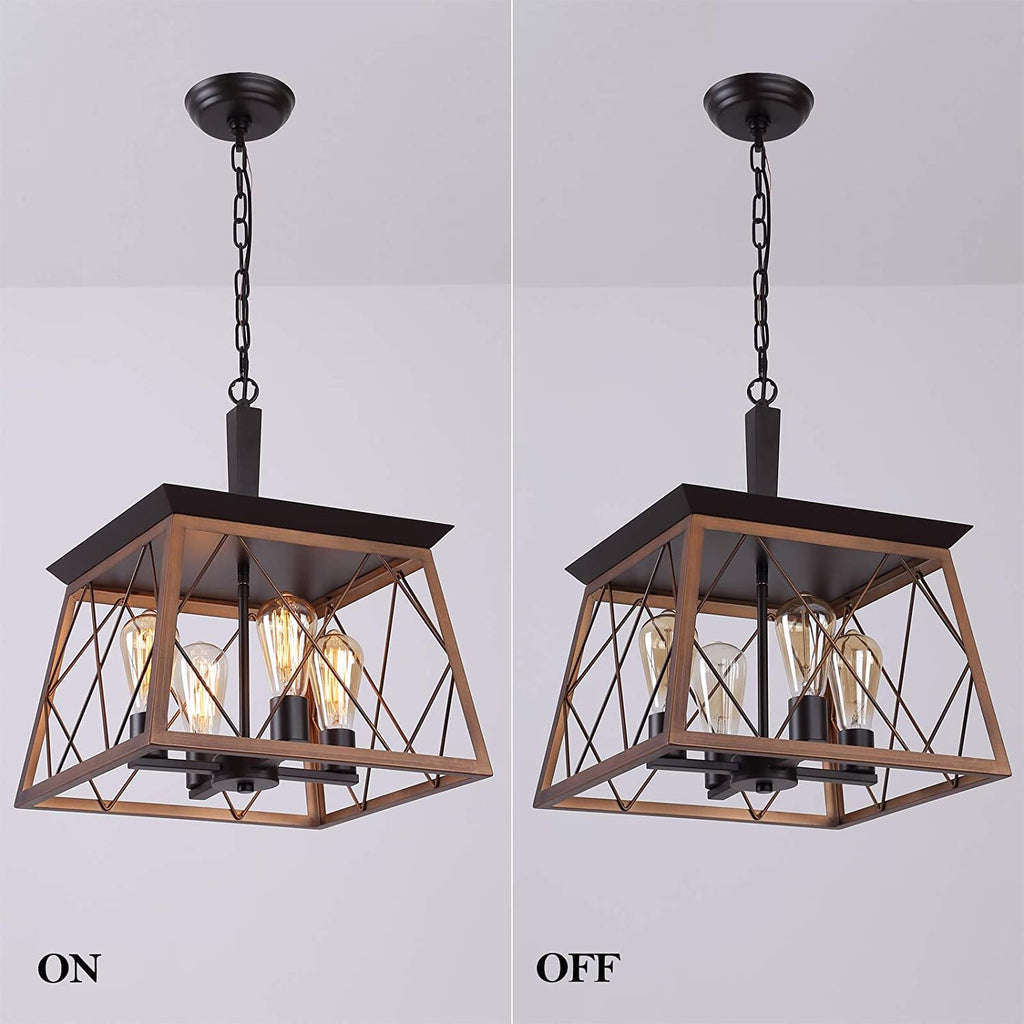 Bronze 4 Light Farmhouse Rustic Chandelier For Dining Room