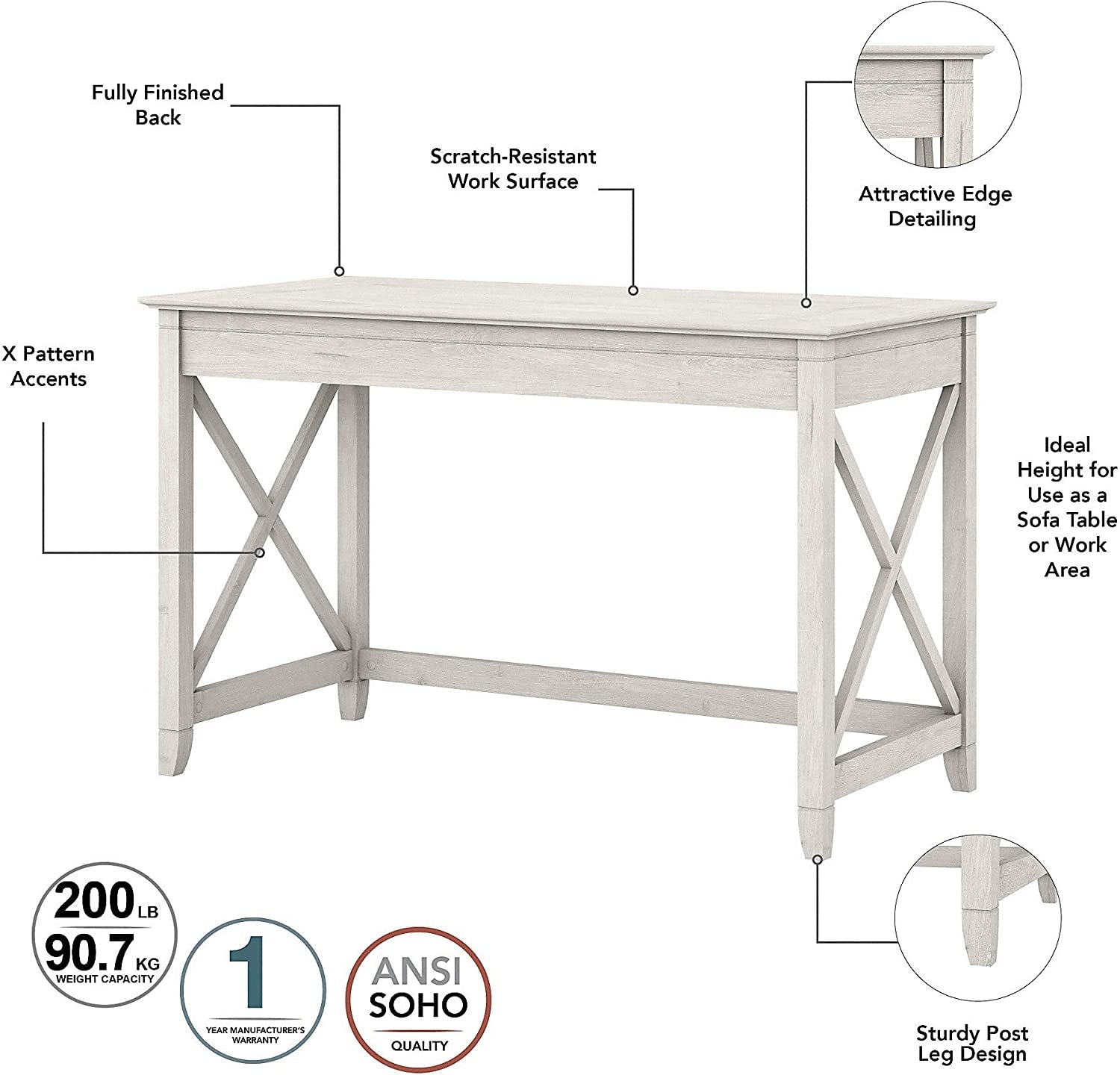 48W Writing Desk With Lateral File Cabinet Home Office Furniture