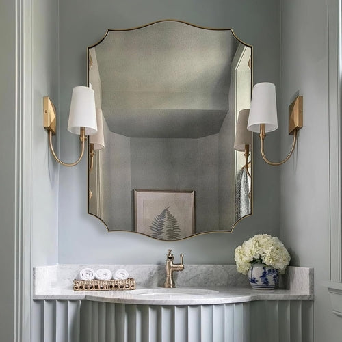 Stainless Steel Wall Mount Vanity Mirror 22x30 Asymmetrical Frame