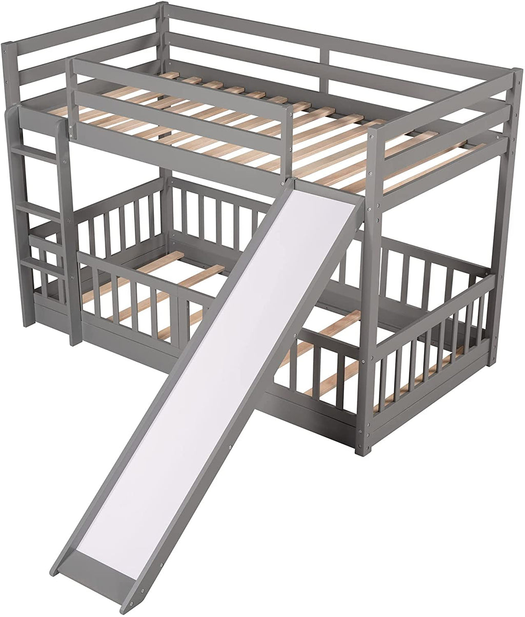 Twin Metal Bunk Bed Frame Black With Convertible Ladder