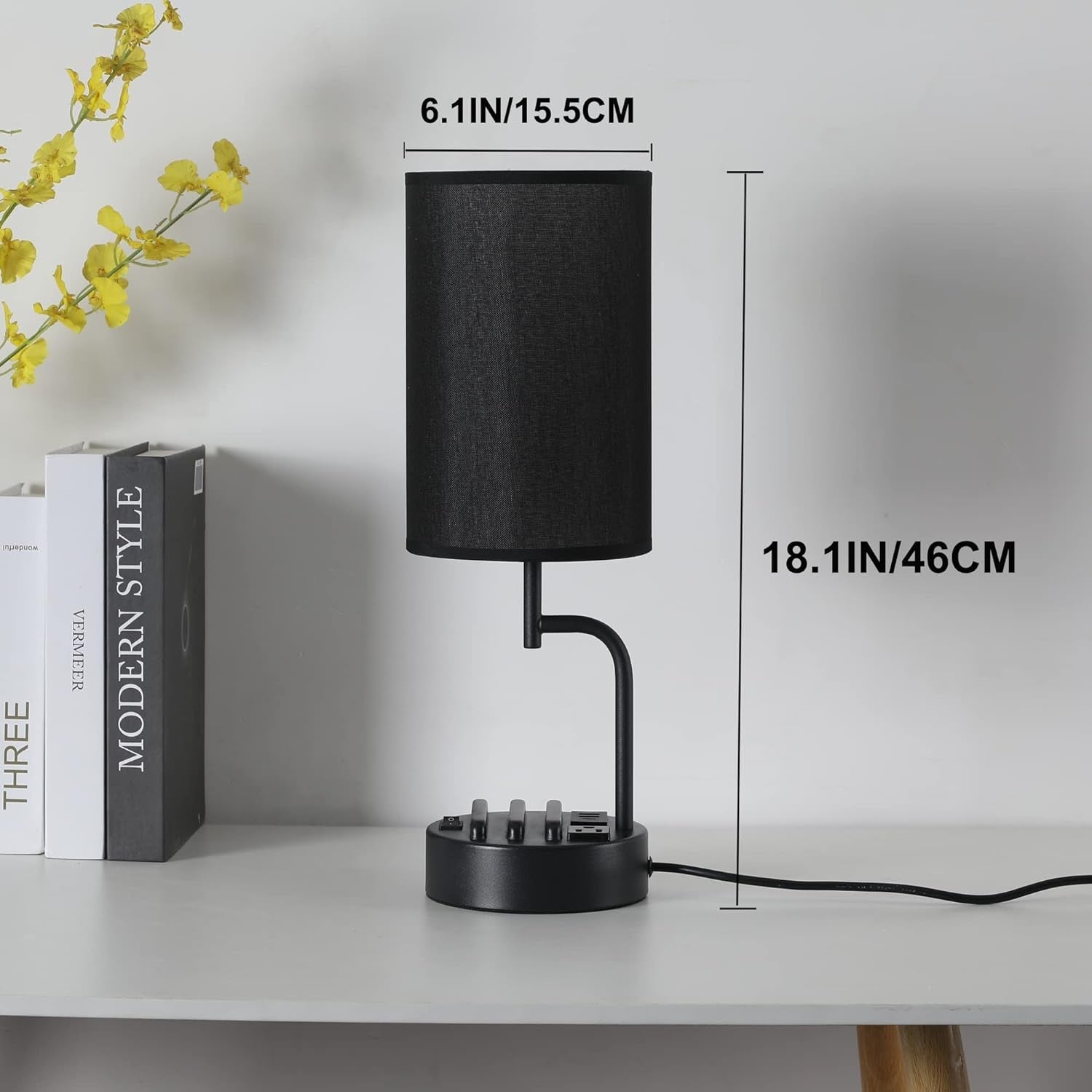 Table Lamp With 3 USB Ports And AC Outlet For Office