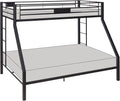 Twin XL Queen Bunk Bed In Sandy Black Finish Metal Slats