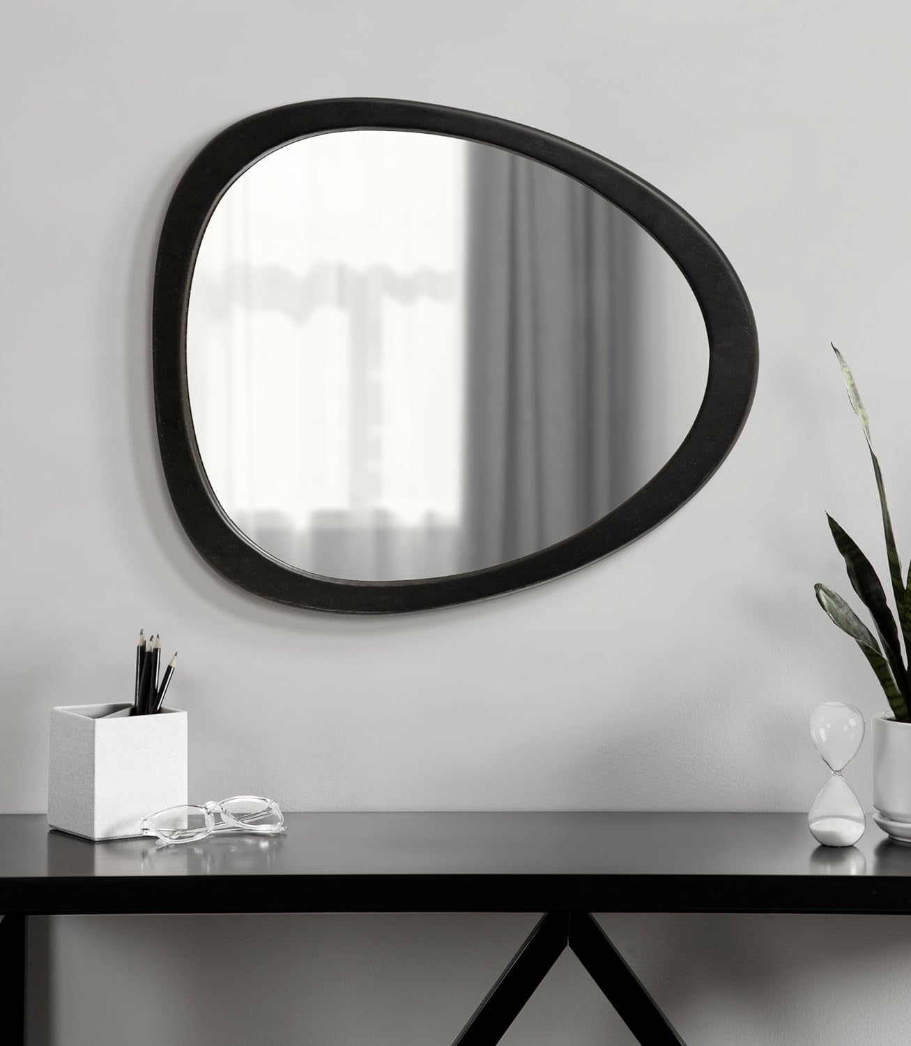 Mckinder Mid Century Wall Mirror 24x28 Black Geometric