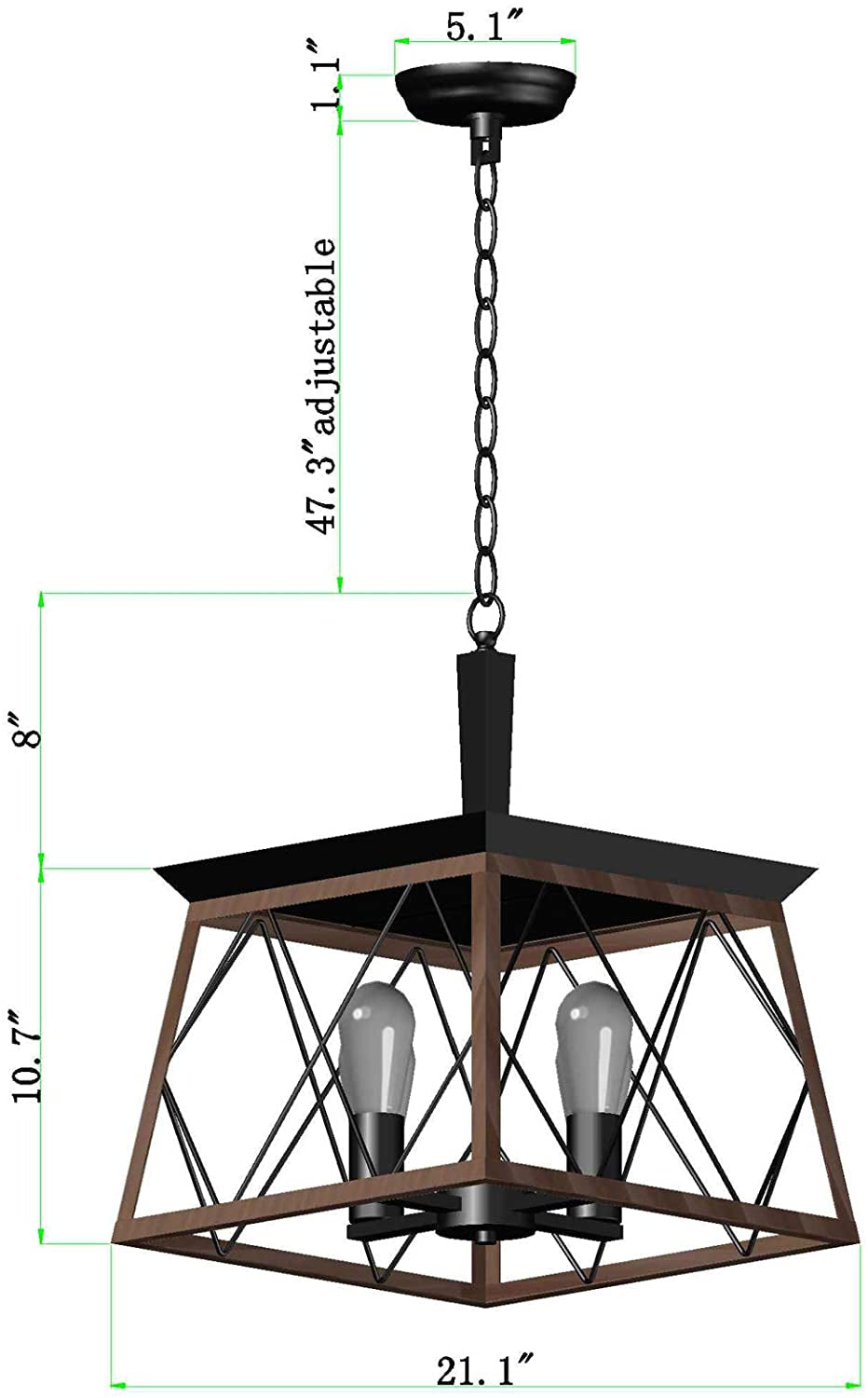 Bronze 4 Light Farmhouse Rustic Chandelier For Dining Room