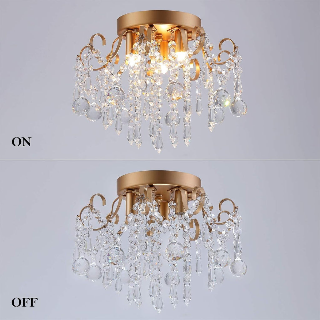 Small Gold Crystal Chandelier Three Light G9 Modern Design