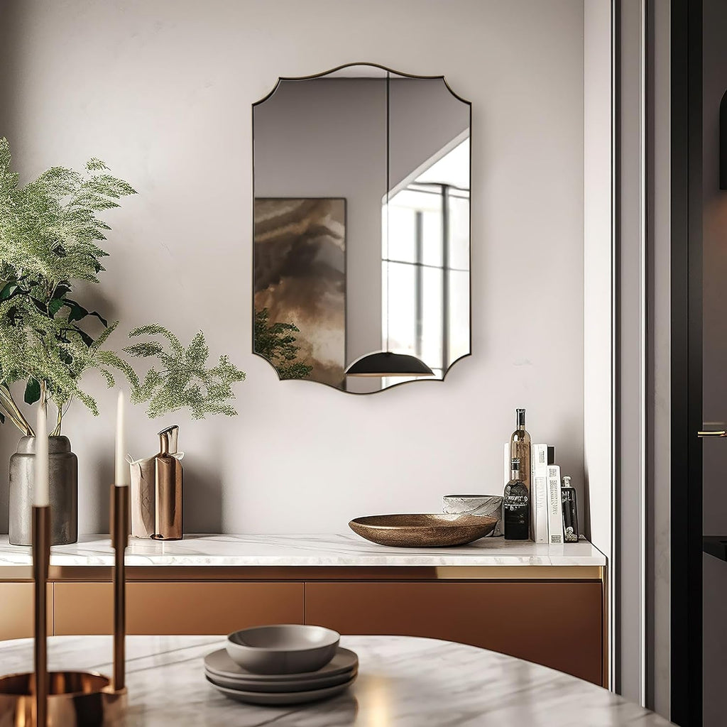 Stainless Steel Wall Mount Vanity Mirror 22x30 Asymmetrical Frame