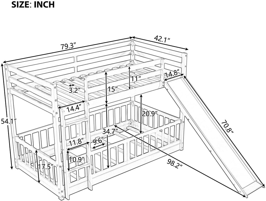 Twin Metal Bunk Bed Frame Black With Convertible Ladder