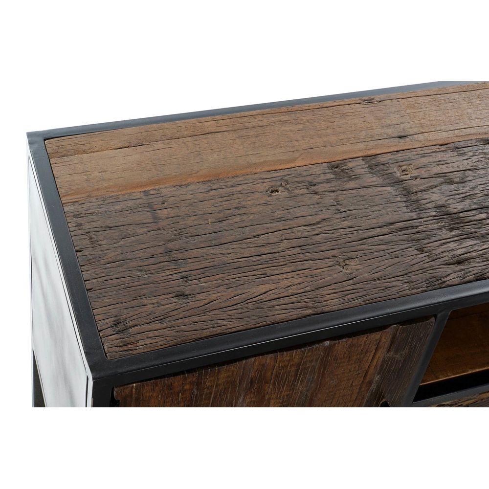 TV furniture DKD Home Decor Black Dark brown Metal Recycled Wood