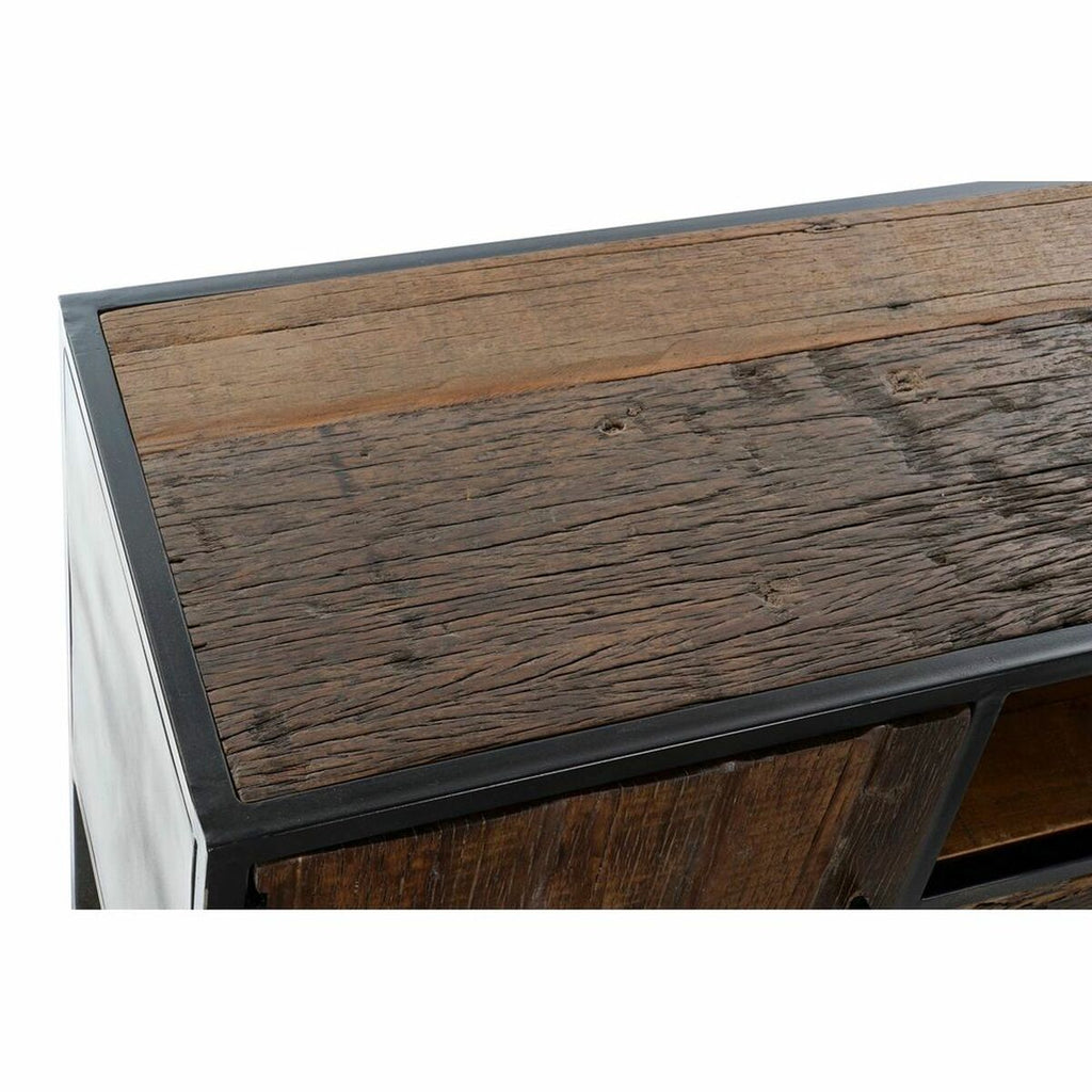 TV furniture DKD Home Decor Black Dark brown Metal Recycled Wood