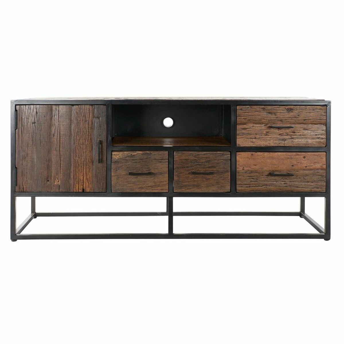 TV furniture DKD Home Decor Black Dark brown Metal Recycled Wood