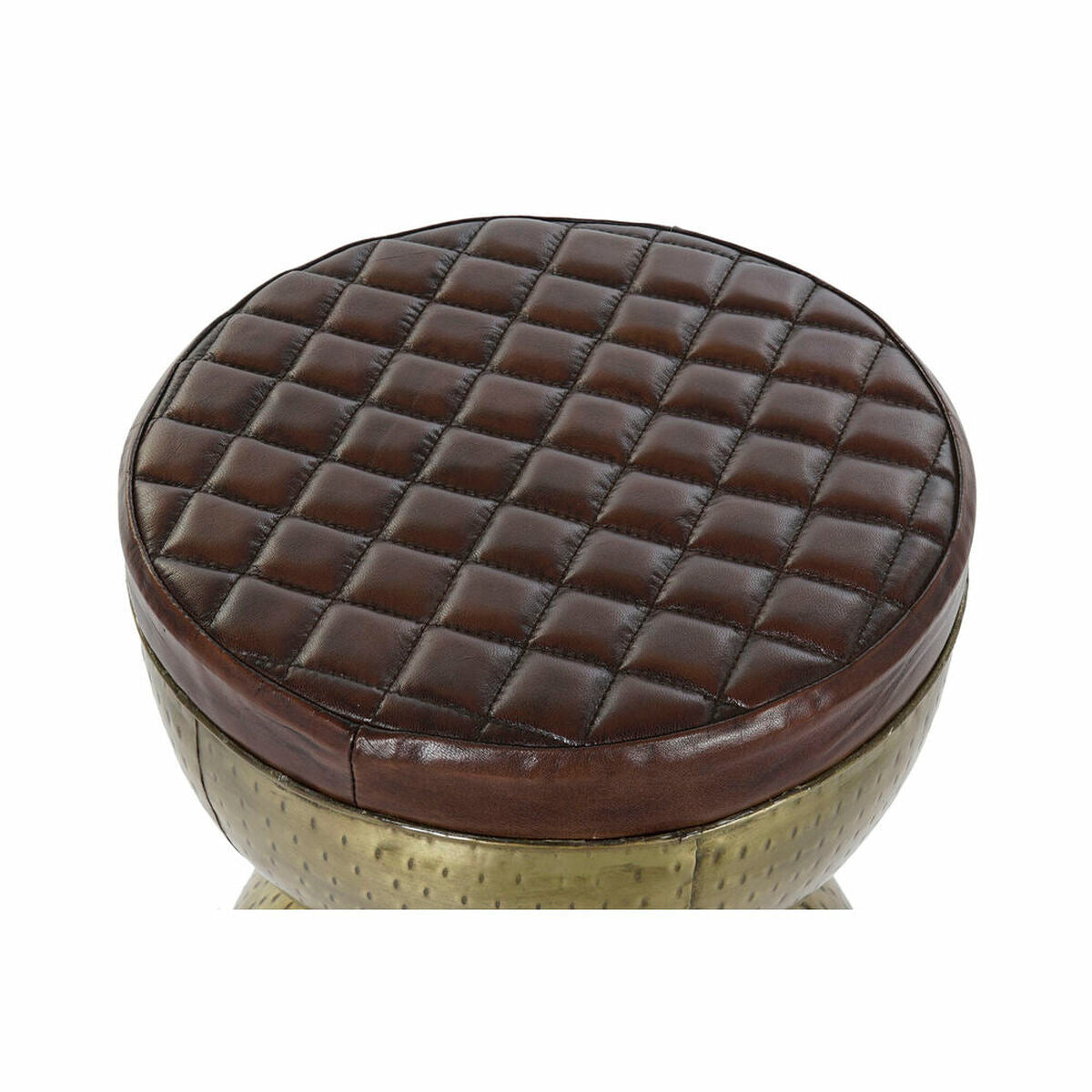 Occasional Furniture DKD Home Decor Golden Metal Leather Dark brown