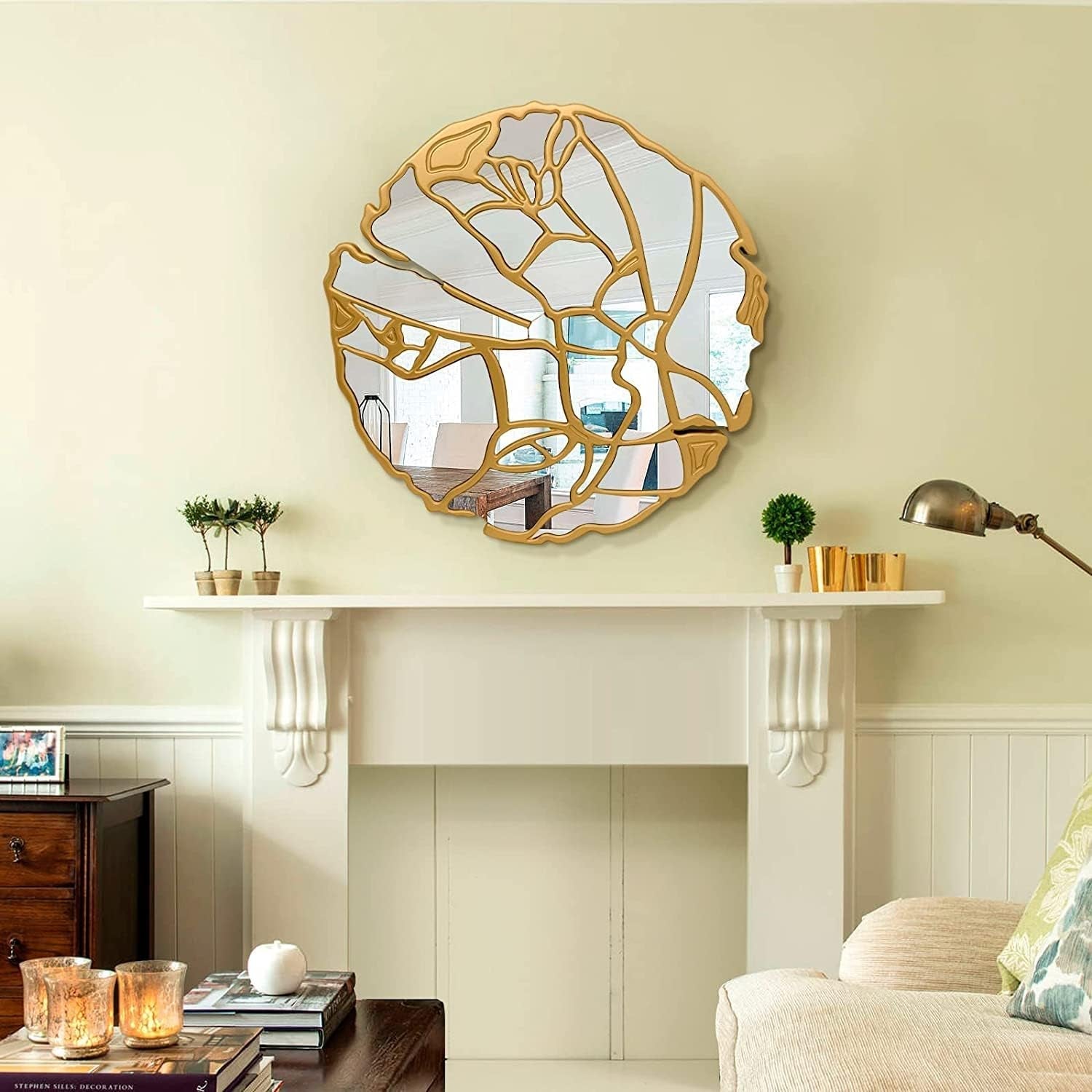 Large Gold Irregular Frame Wall Mirror Living Room Decor