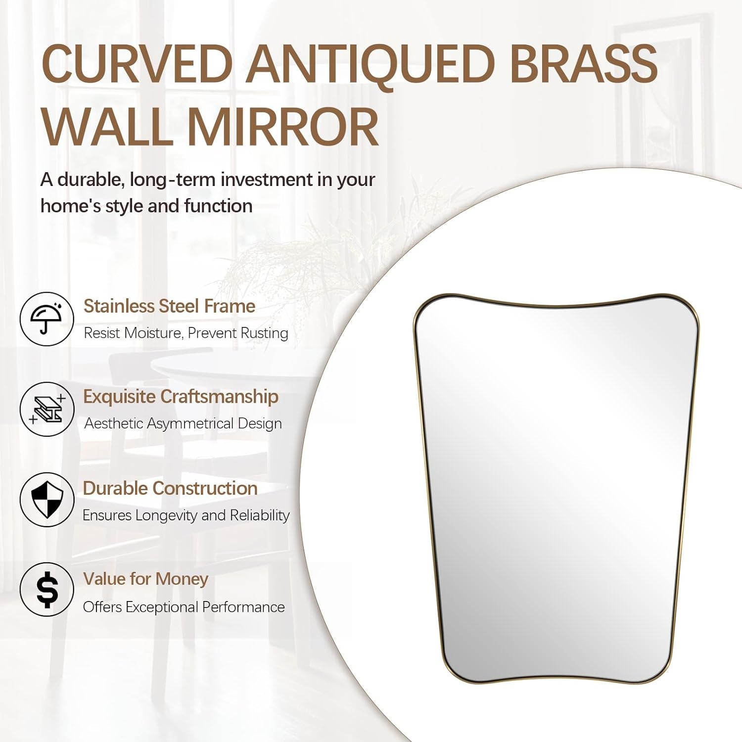 Gold 24x36 Irregular Wall Mirror With Scalloped Edges
