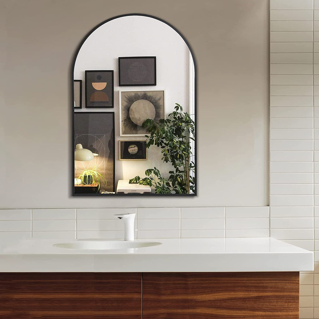 Arched Full Length Wall Mirror 24x36 Matte Black Frame
