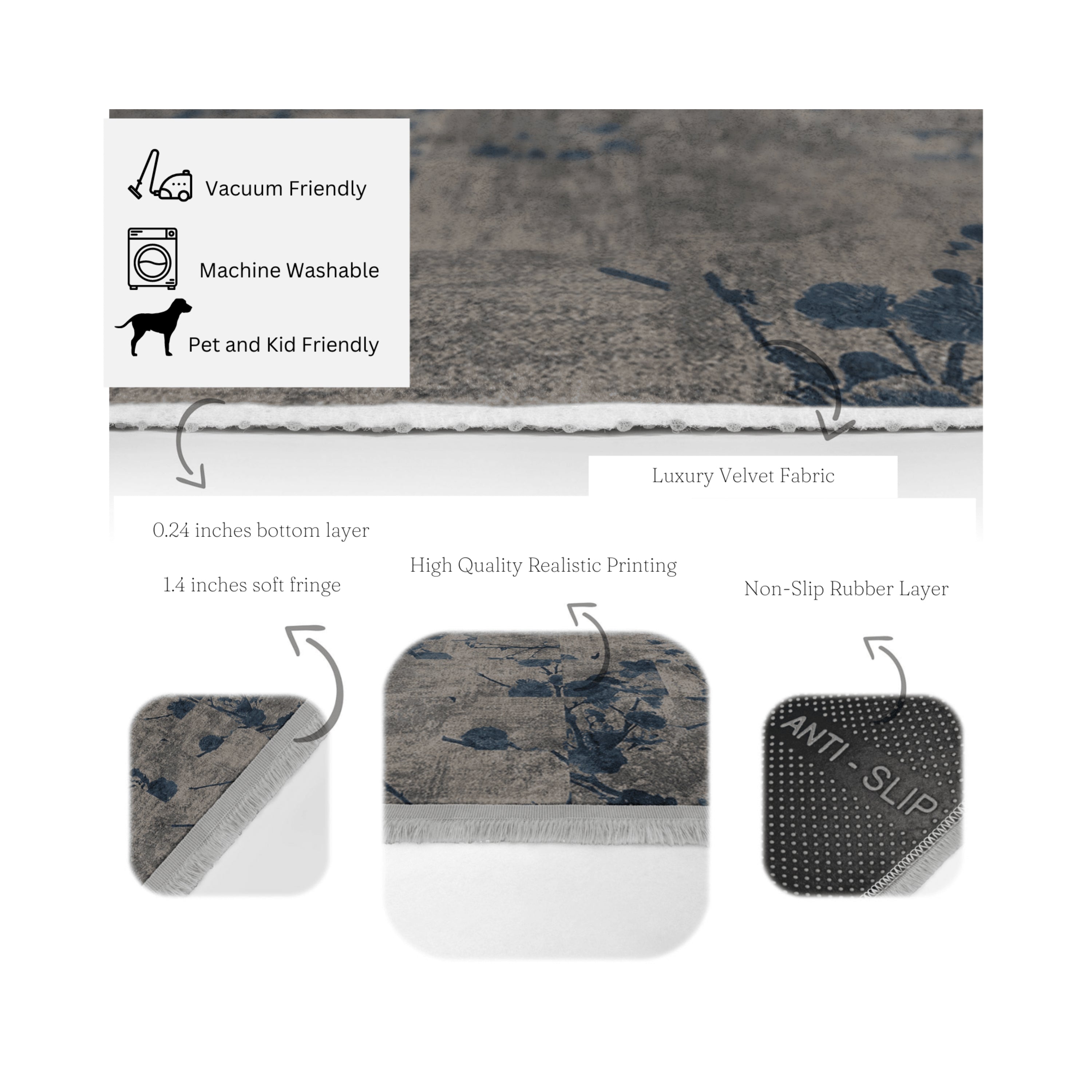 Living Room Washable Area Rug | Homeezone