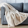 Cassilda Luxury Beige Chinchilla Faux Fur Throw Blanket